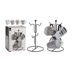 Excellent Houseware 4 Bekers In Metalen Rekje 7 Excellent Houseware 4 Bekers In Metalen Rekje -Dutch Rose winkel 101 0541 4 1