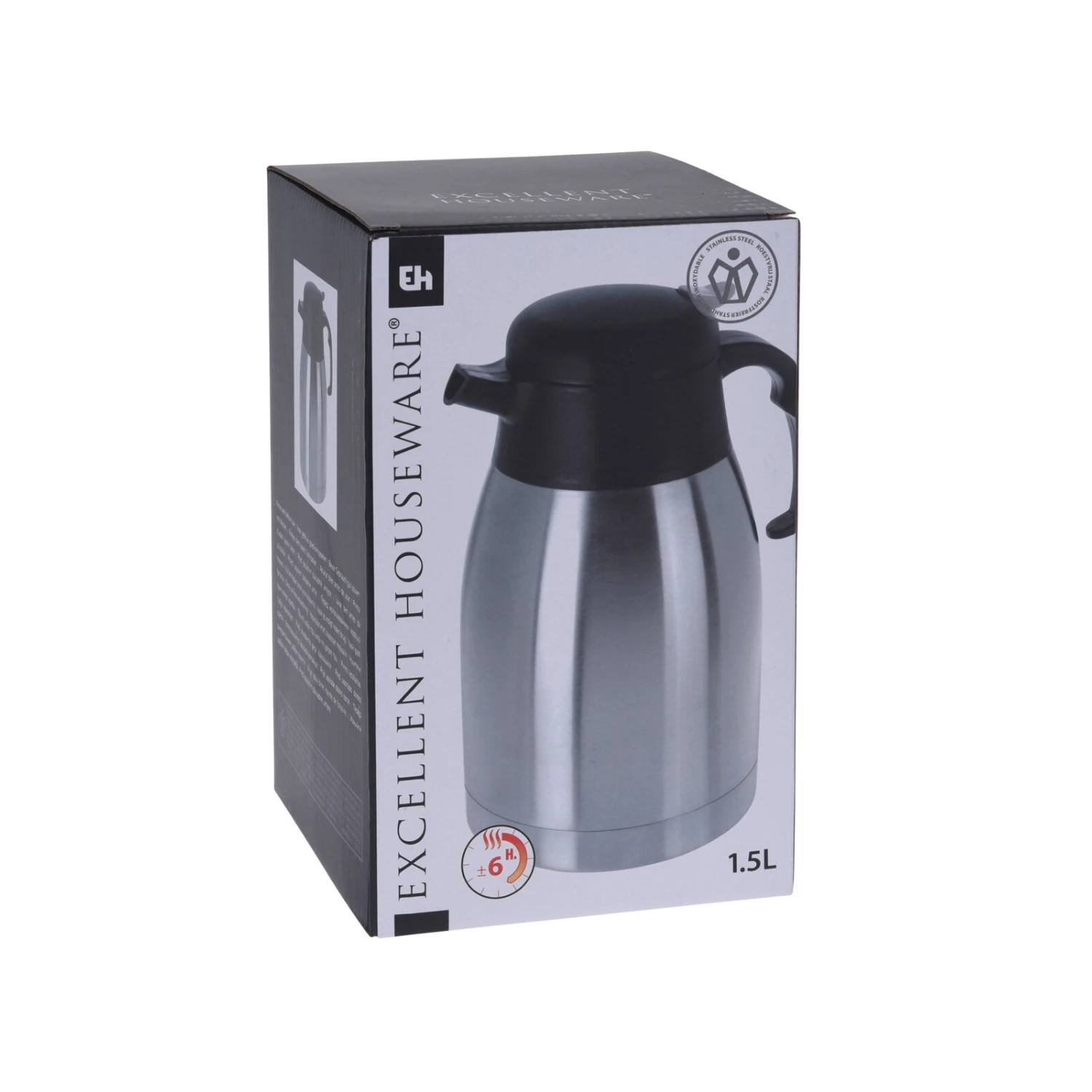 Excellent Houseware Koffiekan 1.5 Liter Rvs 2 Excellent Houseware Koffiekan 1.5 Liter Rvs - Afbeelding 2