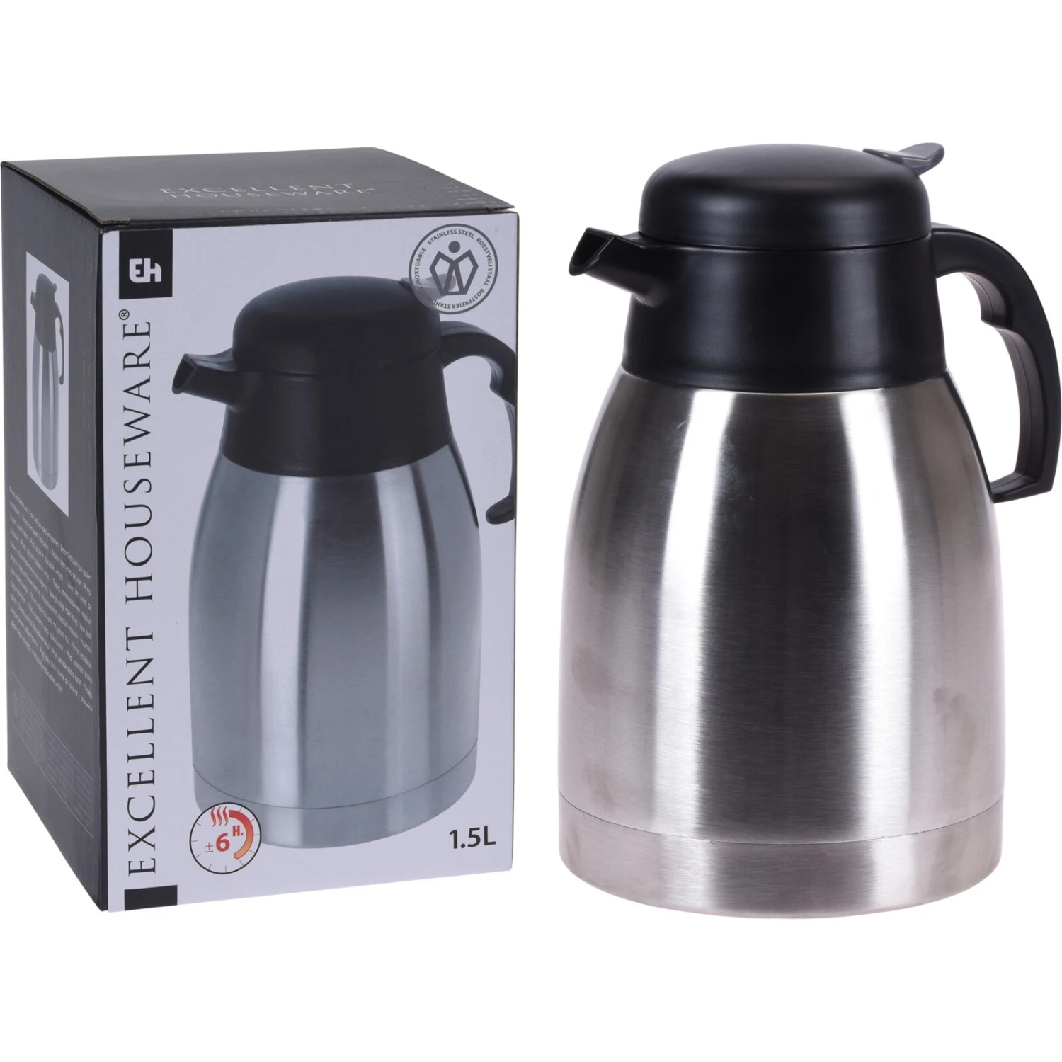 Excellent Houseware Koffiekan 1.5 Liter Rvs 3 Excellent Houseware Koffiekan 1.5 Liter Rvs - Afbeelding 3