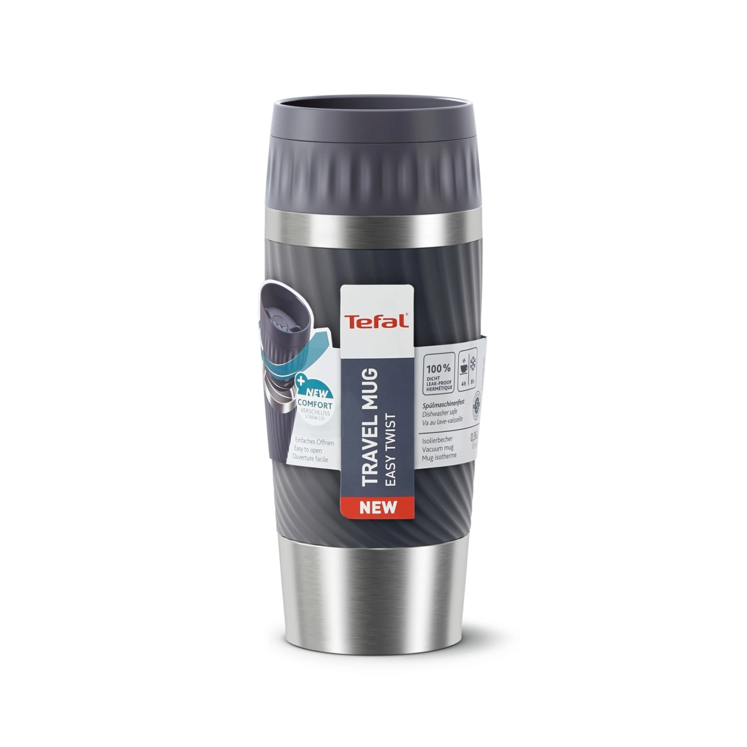 Tefal Travel Mug Easy Twist Isoleerbeker Antraciet 2 Tefal Travel Mug Easy Twist Isoleerbeker Antraciet - Afbeelding 2